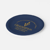 Navy Blue Gold Veterinary School Graduation Party Pappteller (Schrägansicht)