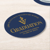 Navy Blue Gold Veterinary School Graduation Party Runder Pappuntersetzer (Angewinkelt)