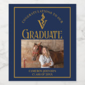 Navy Blue Gold Veterinary School Graduation Party Weinetikett (Einzelnes Label)