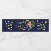 Navy Blue Gold Vielen Dank Abschluss Wasserflaschenetikett (Einzelnes Label)