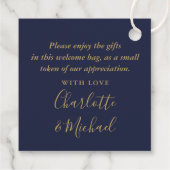 Navy Blue Gold Vielen Dank für Ihr Hochzeitsgesche Geschenkanhänger (Rückseite)