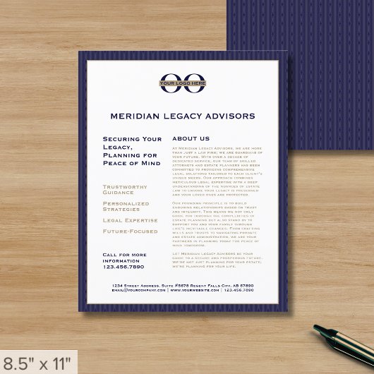 Navy Blue Gold Werbeaktion Flyer mit Logo