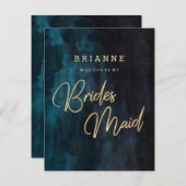Navy Blue & Gold werden Sie meine Bridesmaid sein Einladung (Vorne/Hinten)