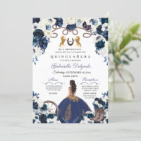 Navy Blue Gold Western Charra Ranchero Quinceanera
