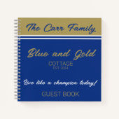 Navy Blue Gold White Guest Book Spiral Notebook Notizblock (Vorderseite)