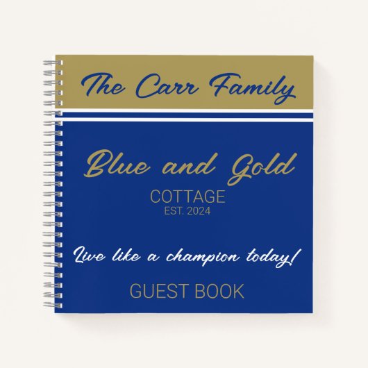 Navy Blue Gold White Guest Book Spiral Notebook Notizblock (Vorderseite)