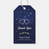 Navy Blue Gold & White LIEBE Star Hearts Wedding Geschenkanhänger (Vorderseite)