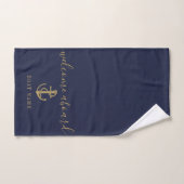 Navy Blue Gold Willkommen an Bord des Schiffes Nam Badhandtuch Set (Handtuch)