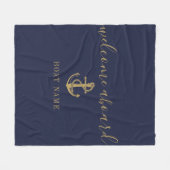 Navy Blue Gold Willkommen an Bord des Schiffes Nam Fleecedecke (Vorderseite (Horizontal))