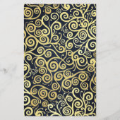 Navy Blue & Gold Wirbel Sitzkarten Tischnummer (Rückseite)