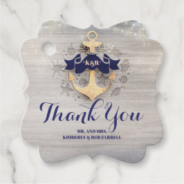 Navy Blue Golden Anchor Nautical Vielen Dank Geschenkanhänger