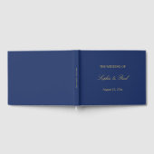 Navy Blue Golden Beige Wedge Guest Book Gästebuch (Voll)