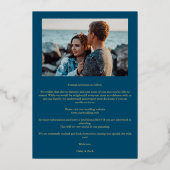 Navy Blue Golden Branches Frame Photo Folieneinladung (Rückseite)