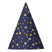 Navy Blue Golden Polka Dots Pattern Party Hats Partyhütchen (Rückseite)