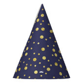 Navy Blue Golden Polka Dots Pattern Party Hats Partyhütchen (Links)
