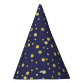 Navy Blue Golden Polka Dots Pattern Party Hats Partyhütchen (Rechts)