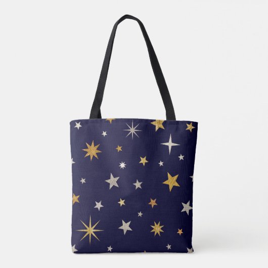 Navy Blue Golden Star Muster Tasche (Rückseite)