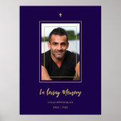 Navy Blue & Golden Traditional Elegant Funeral Poster (Vorne)