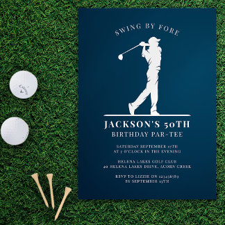 Navy Blue Golf Birthday Par-tee Einladung