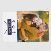 Navy Blue Golf Clubs und Ball Individuelle Name Fo Golfhandtuch (Horizontal)