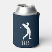 Navy Blue Golfer Monogram kann kühler werden Dosenkühler (Kanne Vorderseite)
