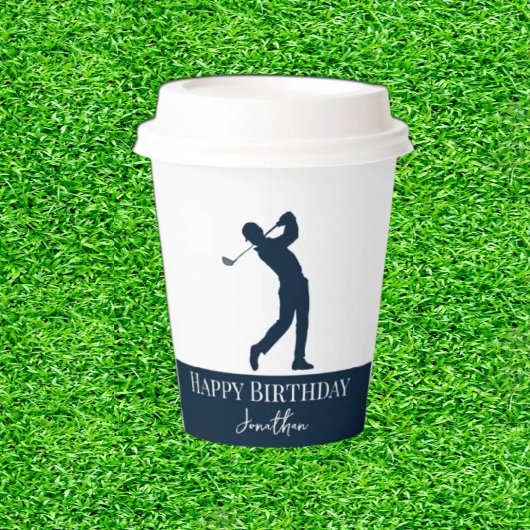 Navy Blue Golfer Partys Experience Pappbecher