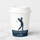 Navy Blue Golfer Partys Experience Pappbecher (Rückseite)