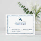 Navy Blue Graceful Starfish Wedding RSVP (Stehend Vorderseite)