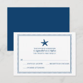 Navy Blue Graceful Starfish Wedding RSVP (Vorne/Hinten)