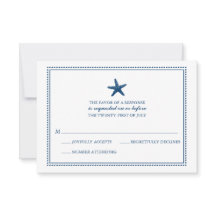 Navy Blue Graceful Starfish Wedding RSVP