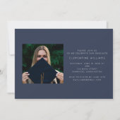 Navy Blue Grad Block Moderner Foto Abschluss Einladung (Rückseite)