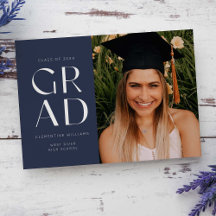 Navy Blue Grad Block Moderner Foto Abschluss