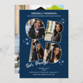 Navy Blue GRAD Foto Collage Graduation Party Einladung (Vorne/Hinten)
