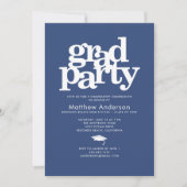 Navy Blue grad Party moderne kühle Typografie Einladung (Vorderseite)