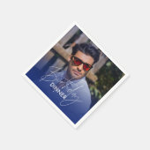 Navy-Blue-Gradient-Foto-Abend-Geburtstag Serviette (Ecke)