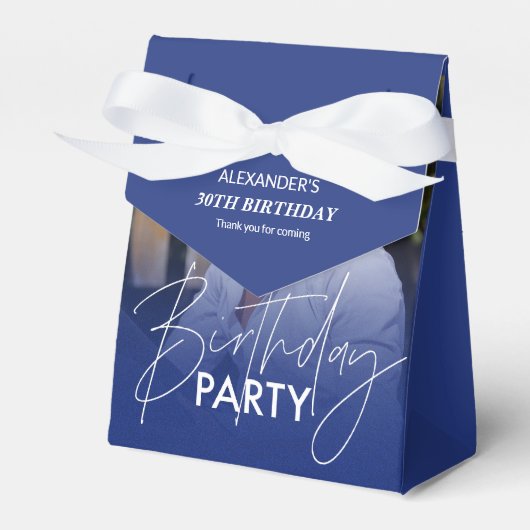 Navy-Blue-Gradient-Foto-Geburtstag Geschenkschachtel (Vorderseite)