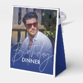 Navy Blue Gradient Photo Birthday Dinner Geschenkschachtel (Rückseite)