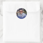 Navy blue Gradient Photo Birthday Thank you Runder Aufkleber (Tasche)