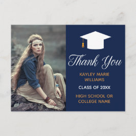 Navy Blue Graduate Foto 2025 Abschluss Vielen Dank Postkarte
