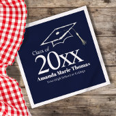 Navy Blue Graduation Cap Class of 20XX Name Serviette
