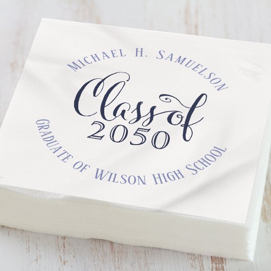 Navy Blue Graduation Party Custom Serviette