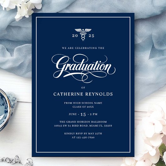Navy Blue Graduation Party Einladung