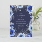 Navy Blue Grand Winter Wedding Einladung (Stehend Vorderseite)