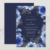 Navy Blue Grand Winter Wedding Einladung (Vorne/Hinten)