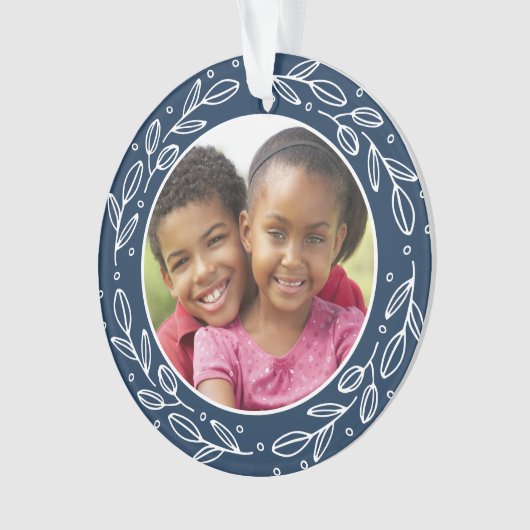 Navy Blue Grandeleltern Personalisiert Holiday Fot Ornament (Vorderseite)