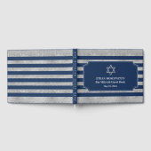 Navy Blue, Grau Stripes Bar Mitzvah Gästebuch (Voll)