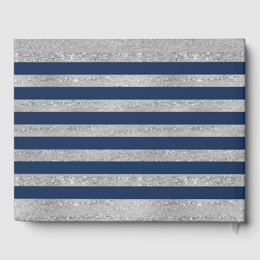 Navy Blue, Grau Stripes Bar Mitzvah Gästebuch (Rückseite)