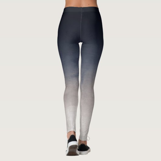 Navy Blue Grau Weiße Steigung rustikale ombre Leggings (Rückseite)