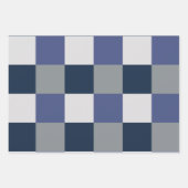 Navy Blue Grau White Checkerboard Geschenkpapier Set (Vorderseite 3)