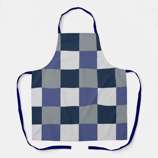 Navy Blue Grau White Checkerboard Schürze (Vorderseite)